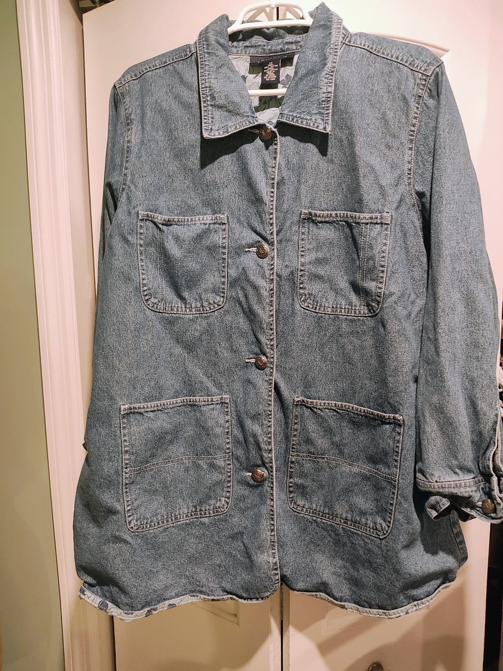 Denim&Co Medium Blue Denim Utility Jacket with Four Patch Pockets